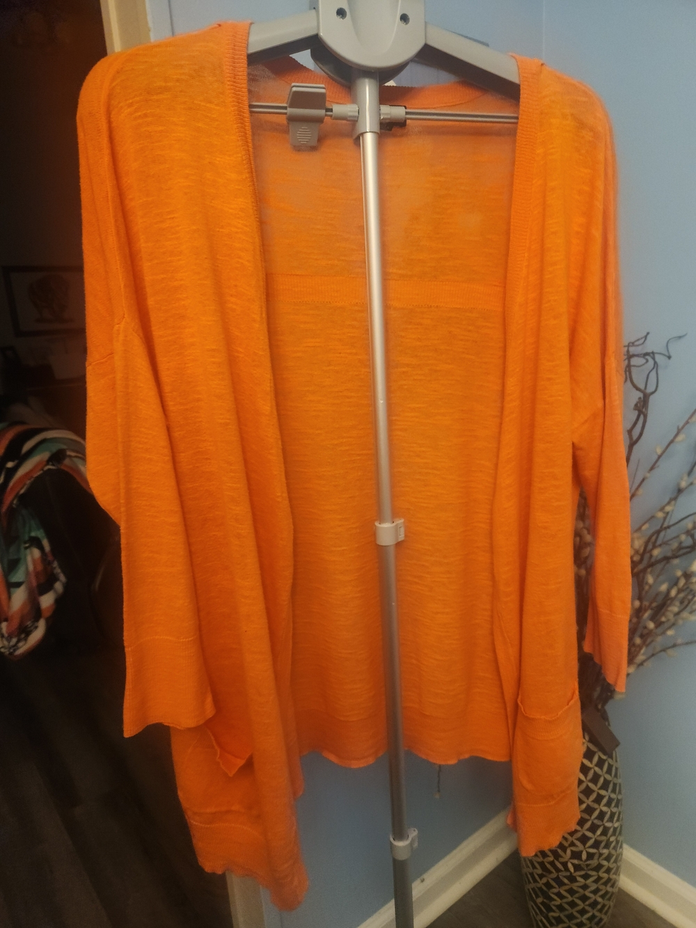 a.n.a Bright Orange Open-Front Women's Cardigan